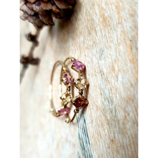 5 Octobre aukso auskarai su safyrais ir deimantais